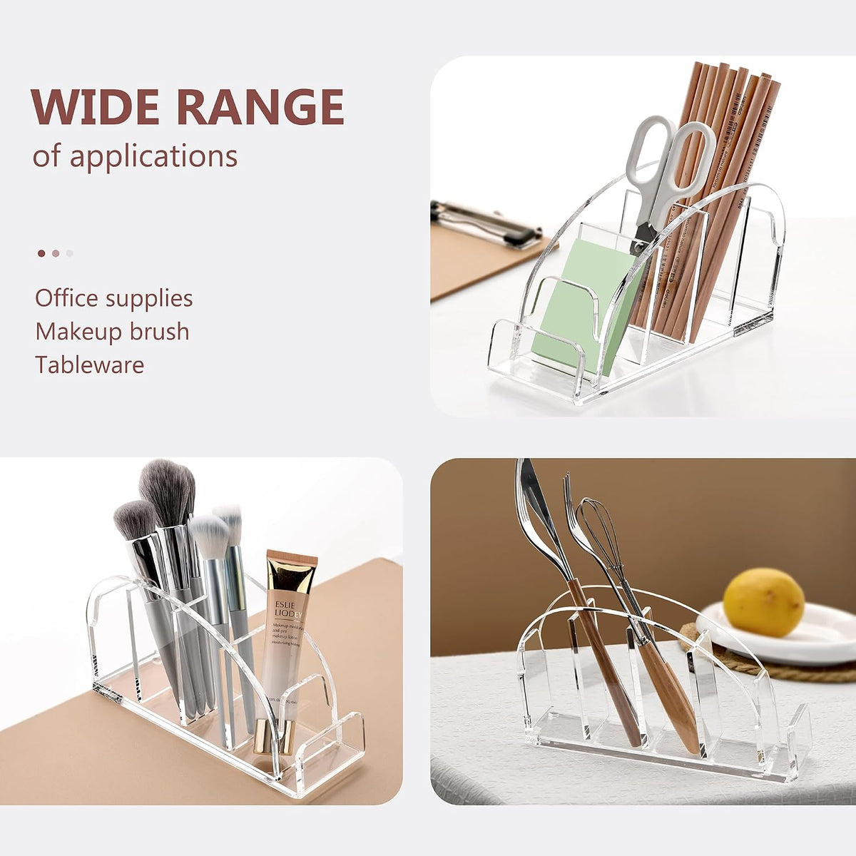 DINGHUO Acrylic Remote Control Holder, 5 Compartments Desk Remote Caddy
