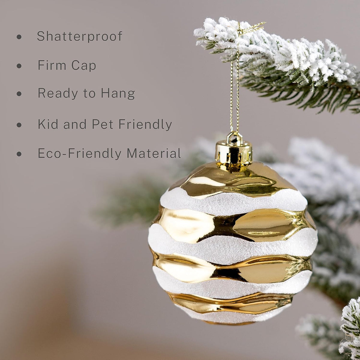 DecorbyHannah 9ct 3.15inch Christmas Ornaments Tree Decorations Gold White