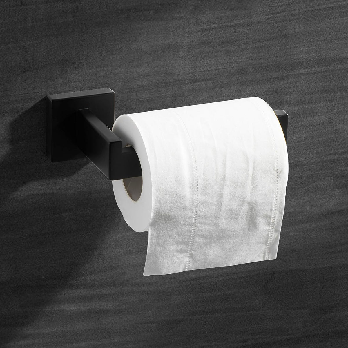 HITSLAM Matte Black Toilet Paper Holder Wall Mount Premium 304 Stainless Steel Square Toilet Paper Roll Holder for Bathroom Rustproof (Pack of 2)