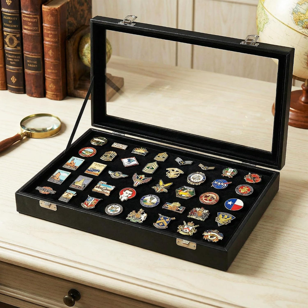 Wowagoga 11x8 Inch Dustproof Enamel Pin Display Case Shadow Box