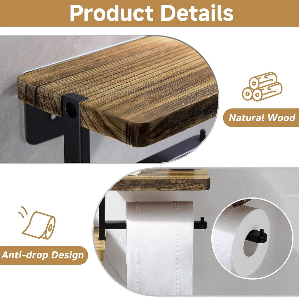 Toilet Paper Holder - Adhesive Farmhouse for Wipes&Cell Phone&Fragrance