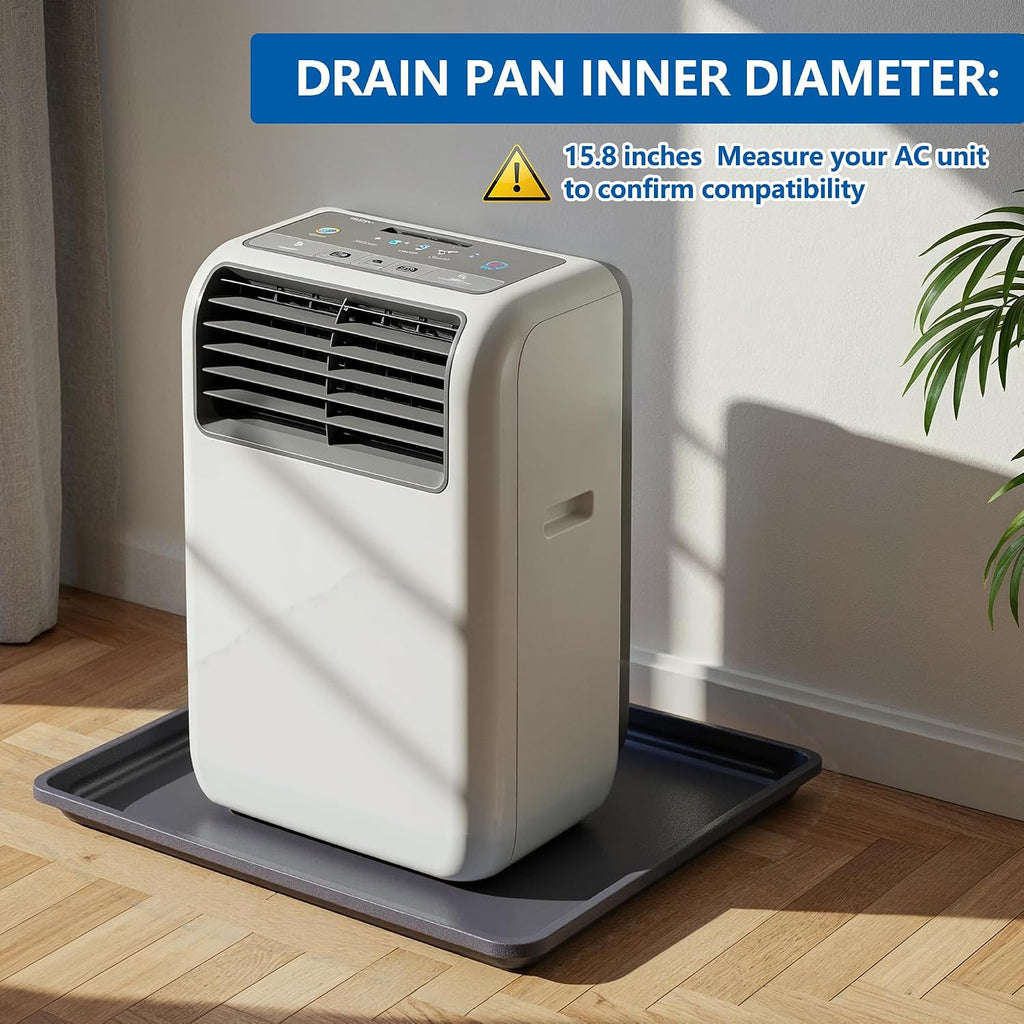 2 Pack 17'' x 17'' Portable AC Drip Pan & Mini Fridge Drip Pan - Leak-Proof Oil Drain Pan for Changing Oil, Multi-Purpose Tray
