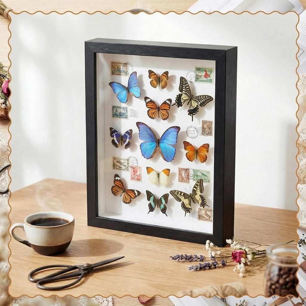4 Pack 8x10 Shadow Box Frames, Black Display Case with Felt Back