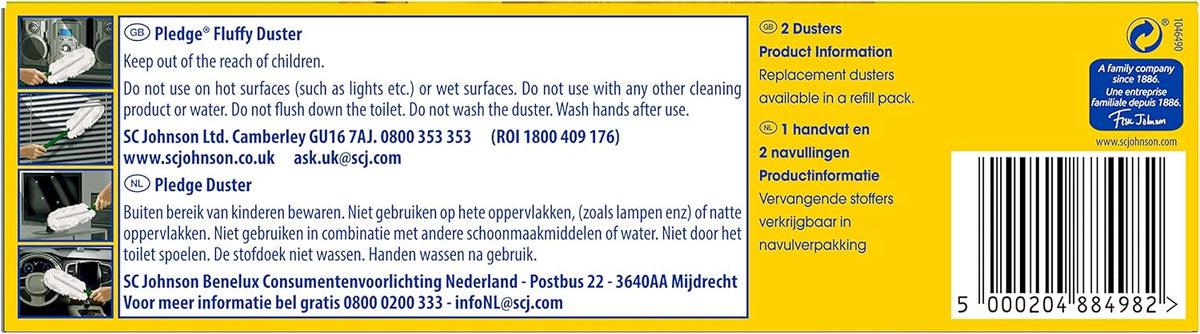 Pledge Dust It Fluffy Duster Starter Handle 2 Refills, White, 3 Count