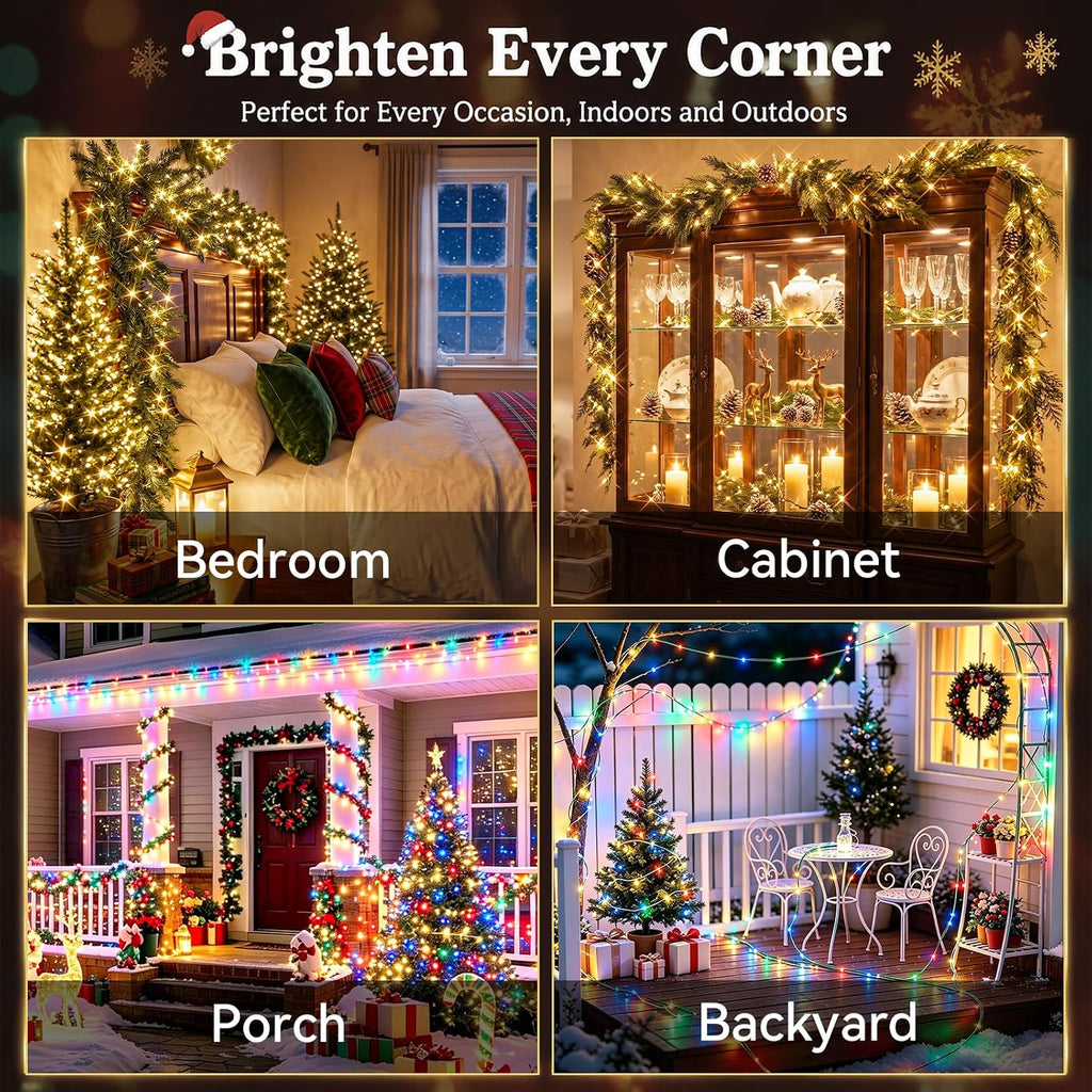 suddus Color Changing Fairy Lights Plug in，99ft 300 LED Connectable Green Wire String Lights with Remote,Waterproof Twinkle Lights Indoor Outdoor, Timer for Wedding Patio Christmas Thanksgiving Decor