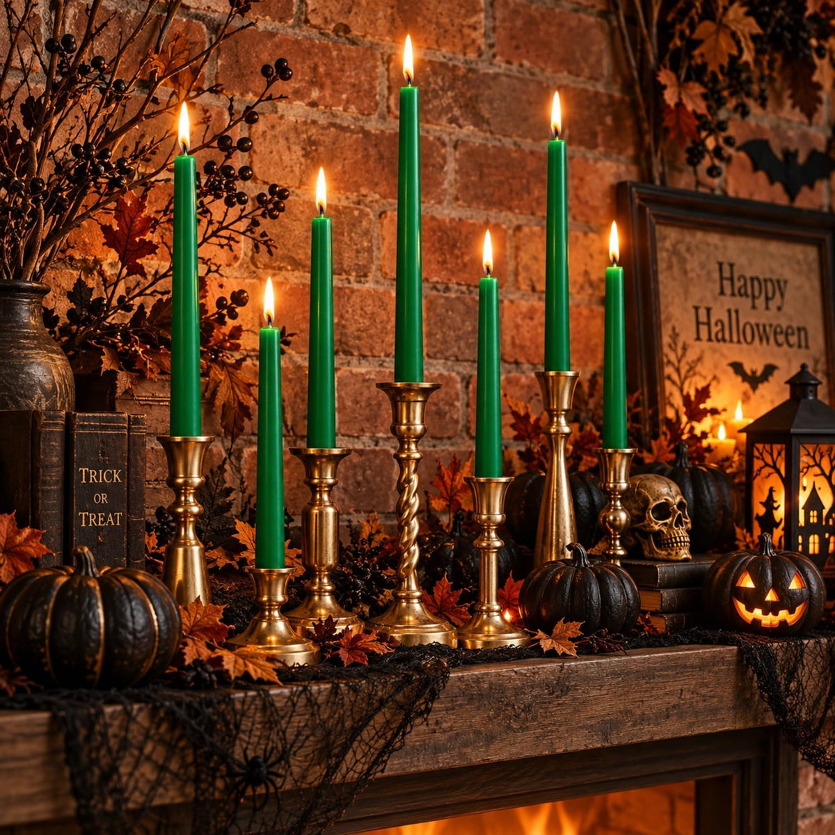 Conelist 4 Pcs 9" Christmas Bayberry Taper Candles, Green Dripless Beeswax