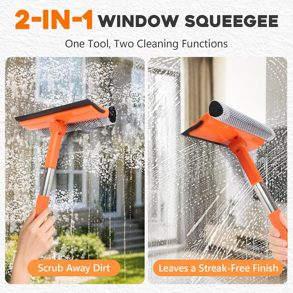 2-in-1 Window Cleaning Kit with 3 Gallon Collapsible Bucket for Home, Car
