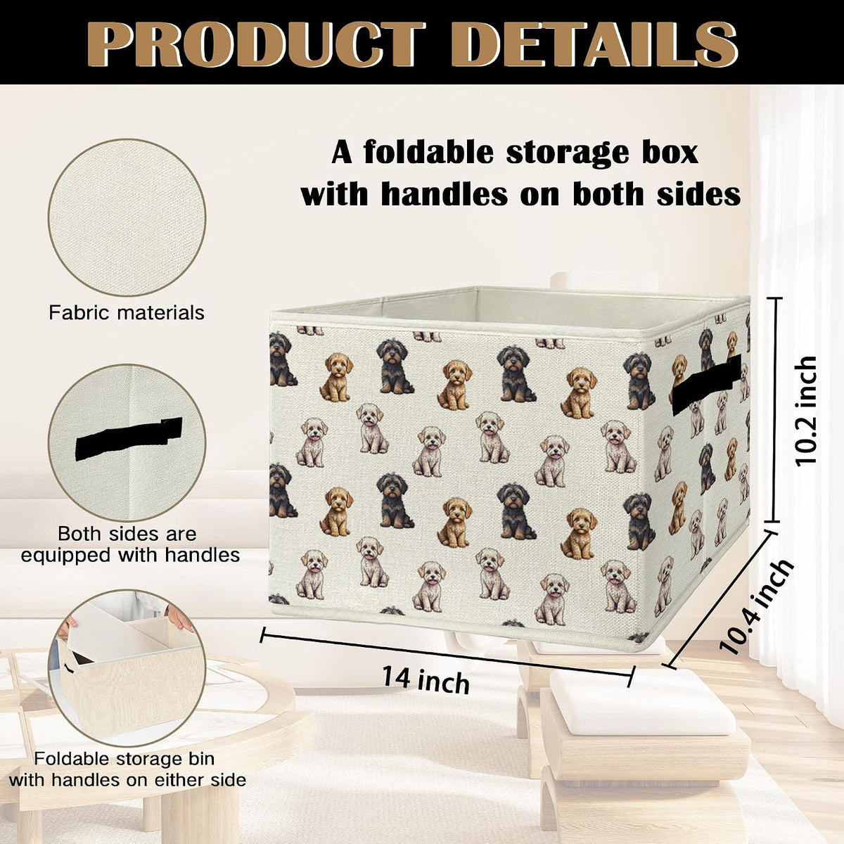 Cavapoo Gifts Storage Bins & Boxes with Handles, Dog Foldable Basket for Organizing Dog Lovers Owners, Cavapoo Christmas Collapsible Laundry Hampers for Bedroom Bathroom Clothes Toys Books