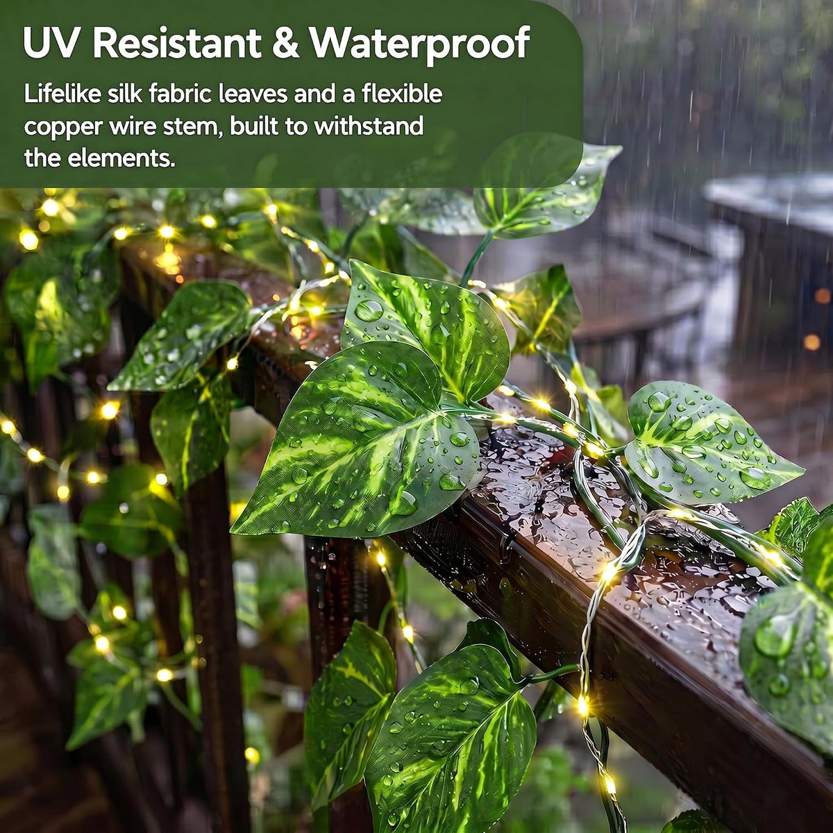 OMIKA Vine with Fairy Lights Battery Operated, 40FT 120LED Pothos String Lights with Remote, Pothos Leaf Lights for Bedroom, Wall, Garden, Party, Wedding Decor(Warm White)
