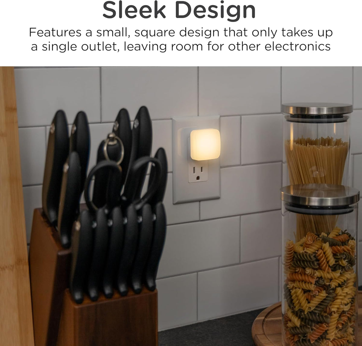 Lights By Night Mini Square LED Night Light, Plug in, Dusk to Dawn Sensor