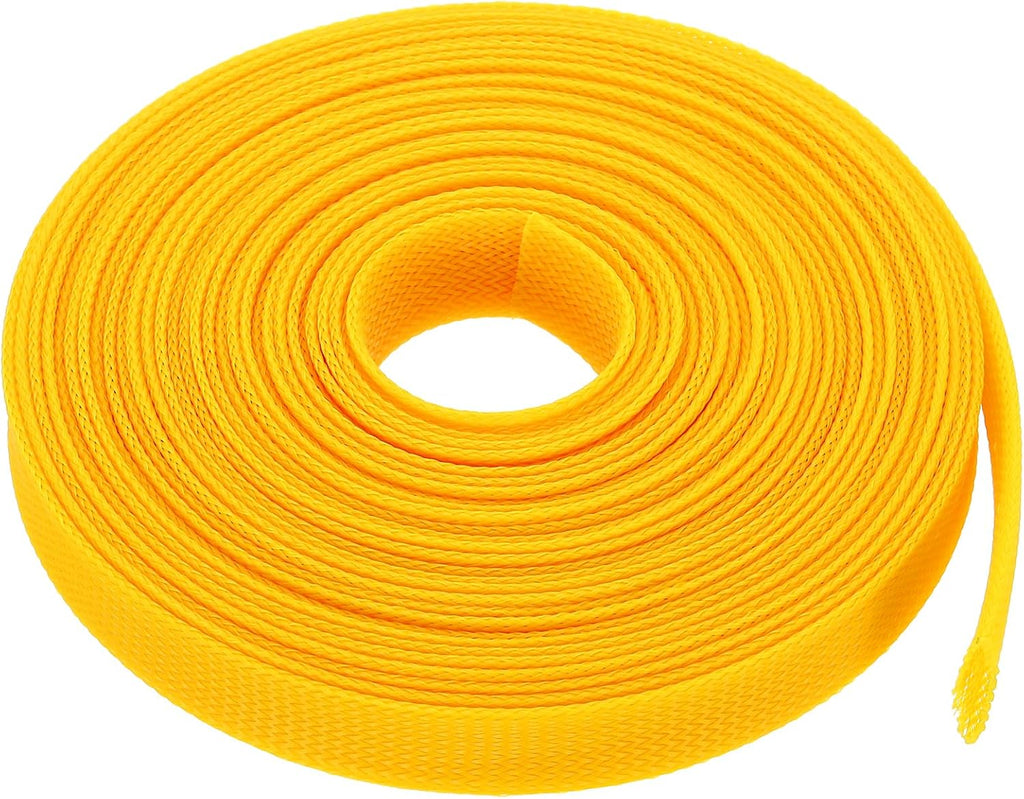 uxcell Expandable Sleeving,1-inch 25ft Cable Sleeve, Yellow