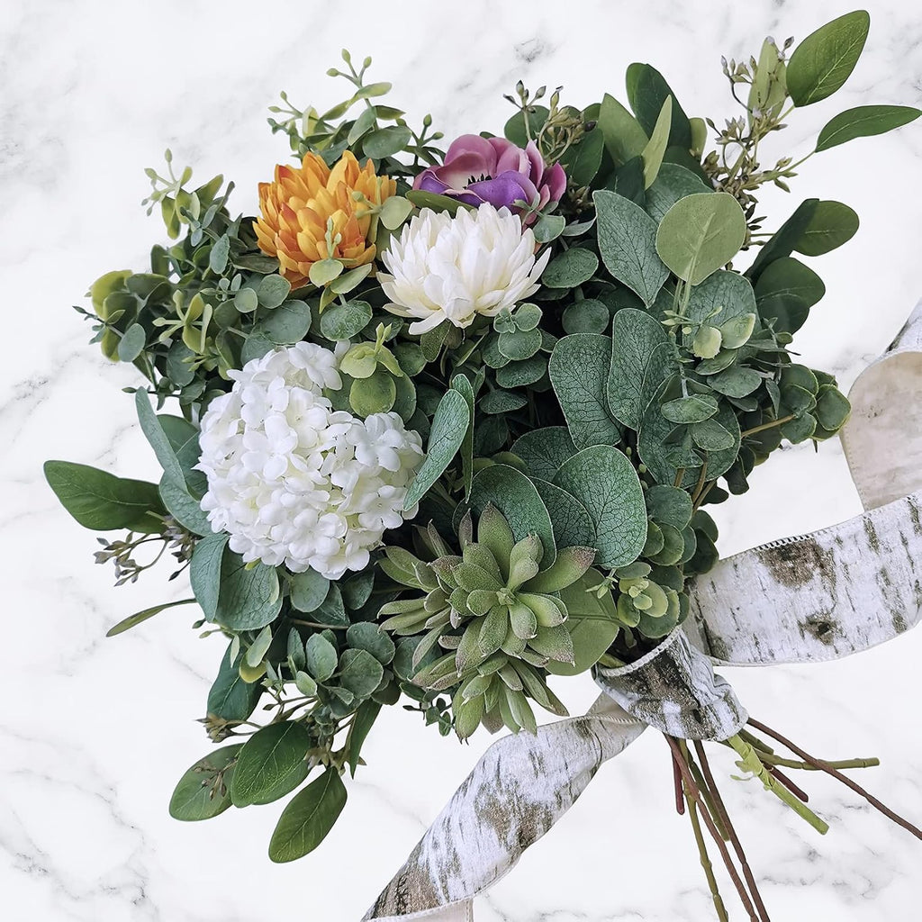 10 Pcs Mixed Eucalyptus Leaves Stems Bulk Artificial Silver Dollar Picks Faux Branches for Vase Bouquets Floral Arrangement Wreath Farmhouse Rustic Greenery Decor