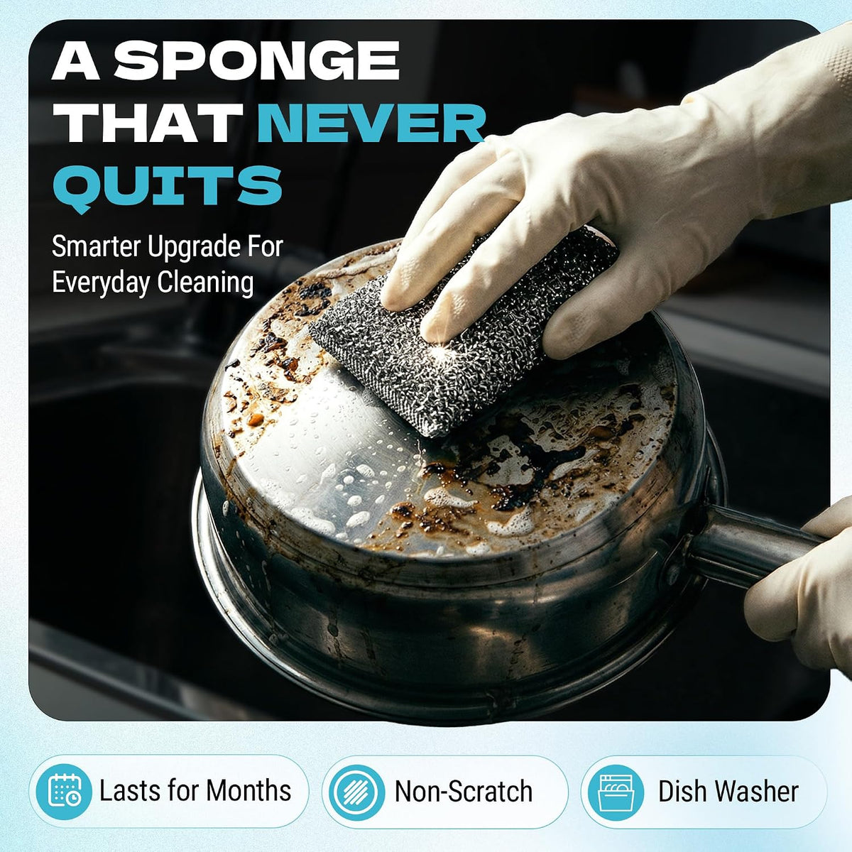 Kitchen Sponges for Dishes, Scouring Pads Non Scratch Scrubbers