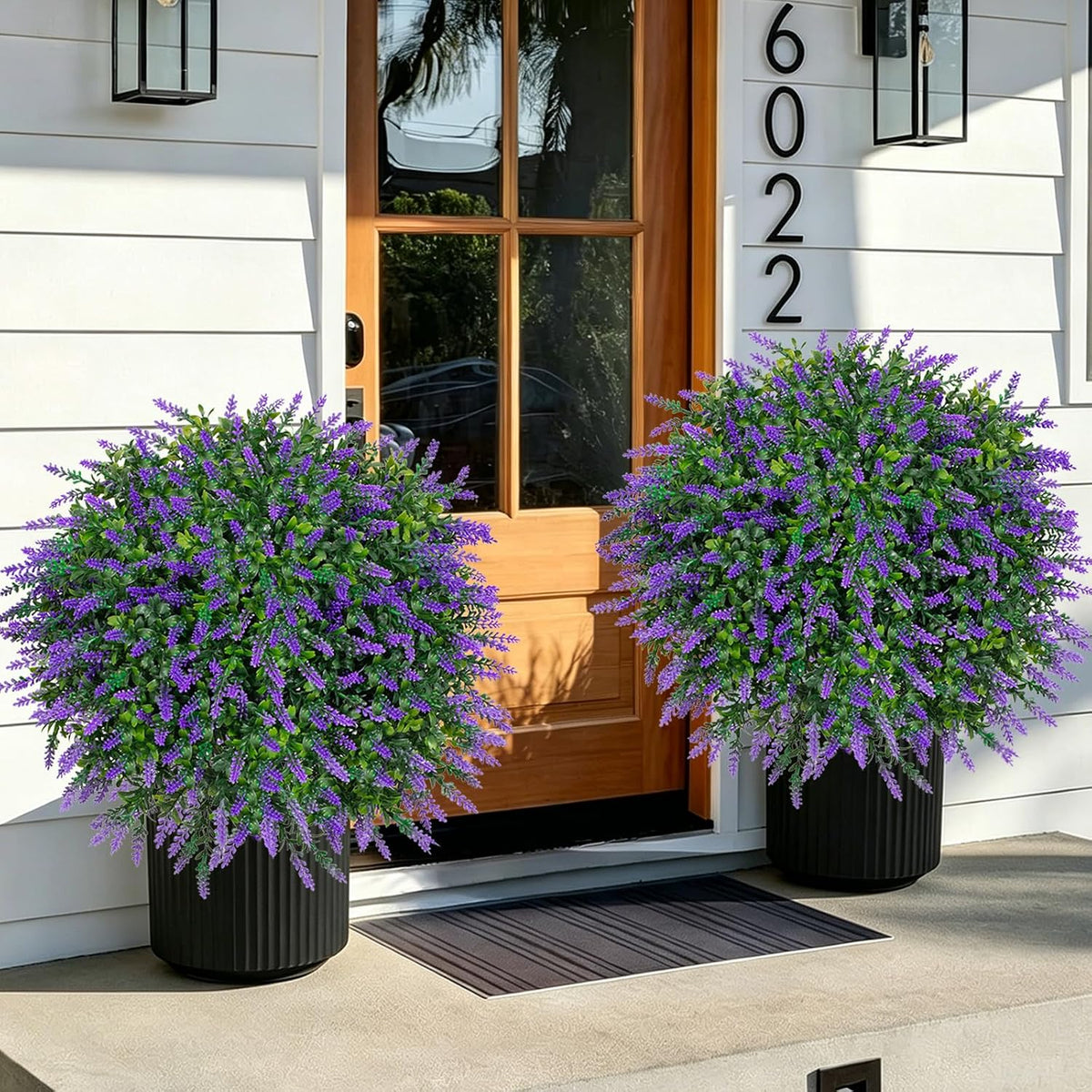 Chillchard 2 Pack UV Resistant Artificial Lavender Boxwood Plants Outdoor