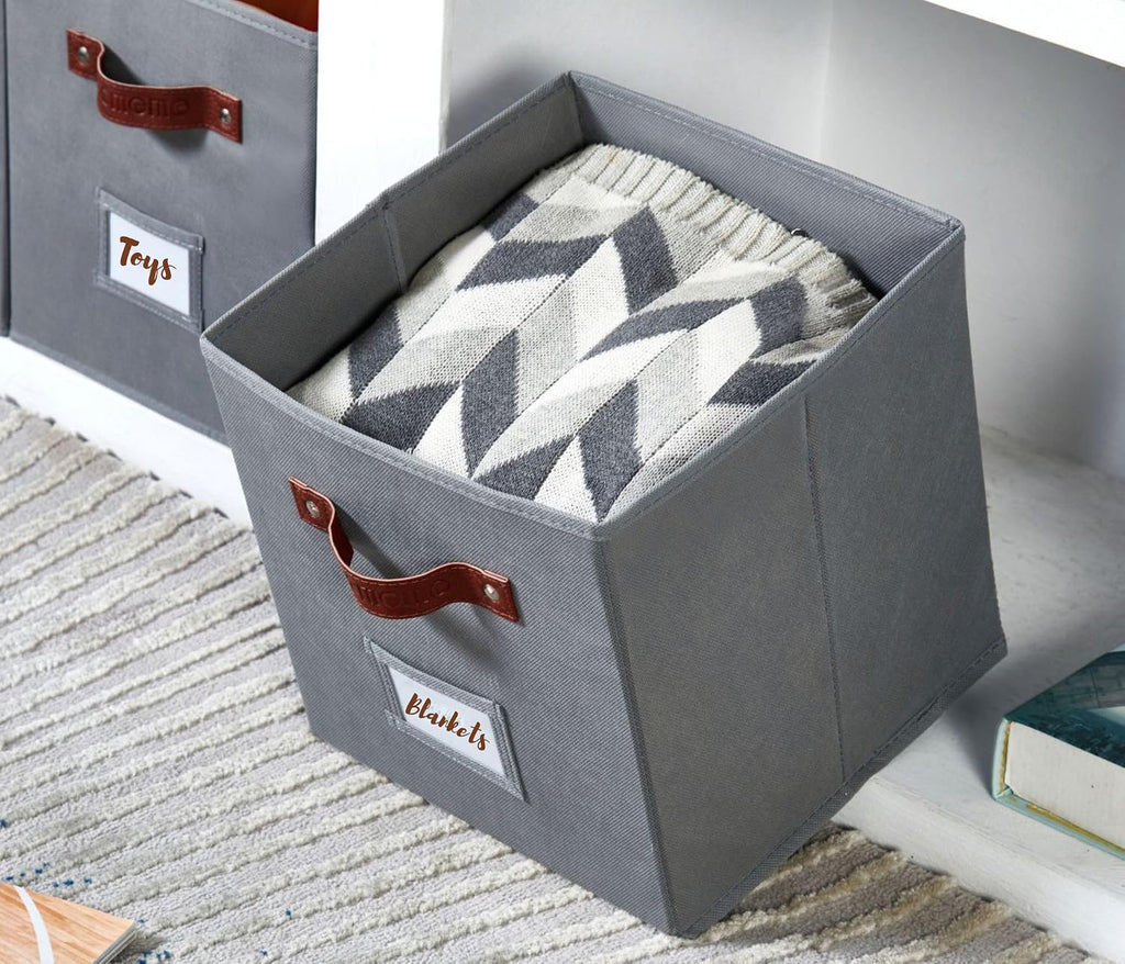DECOMOMO Storage Bins, Cube Storage Bin with Labels