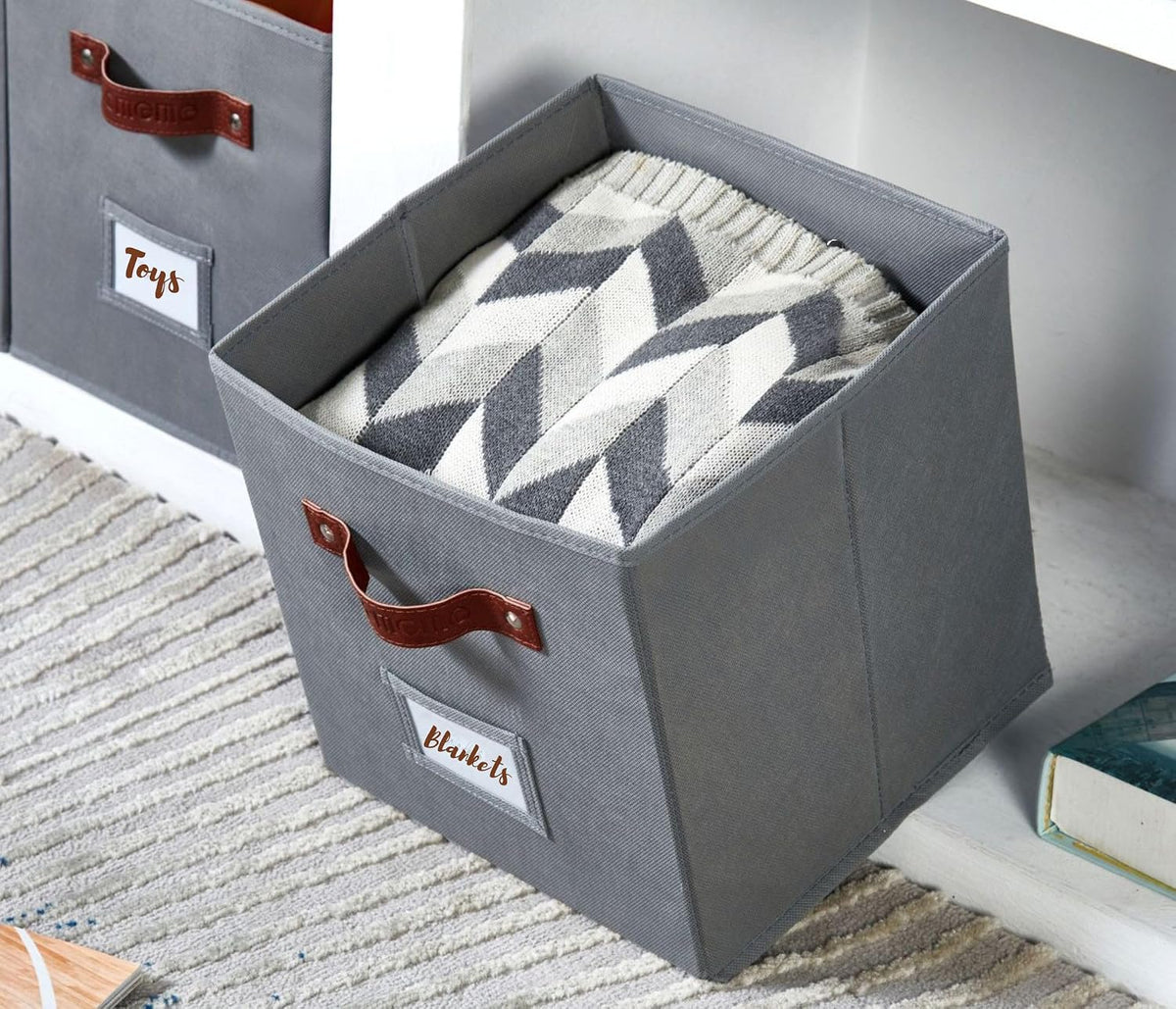 DECOMOMO Storage Bins, Cube Storage Bin with Labels