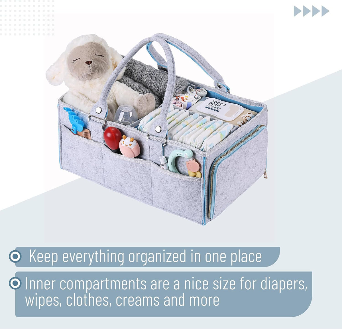 Mr. Pen- Large Baby Diaper Caddy Organizer, 2 Pack, Blue Inside