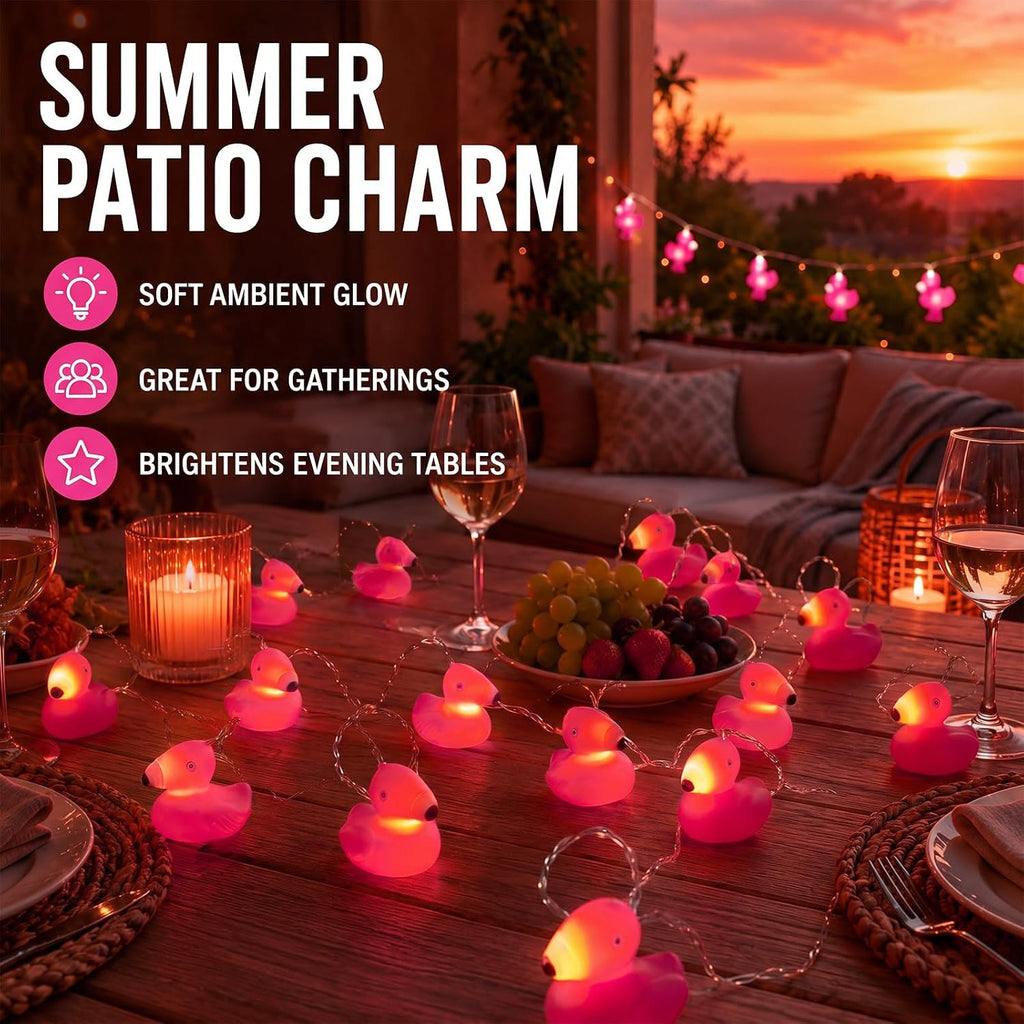 Deekin 3 Pcs Pink Flamingo String Lights Battery Operated Tropical Decor