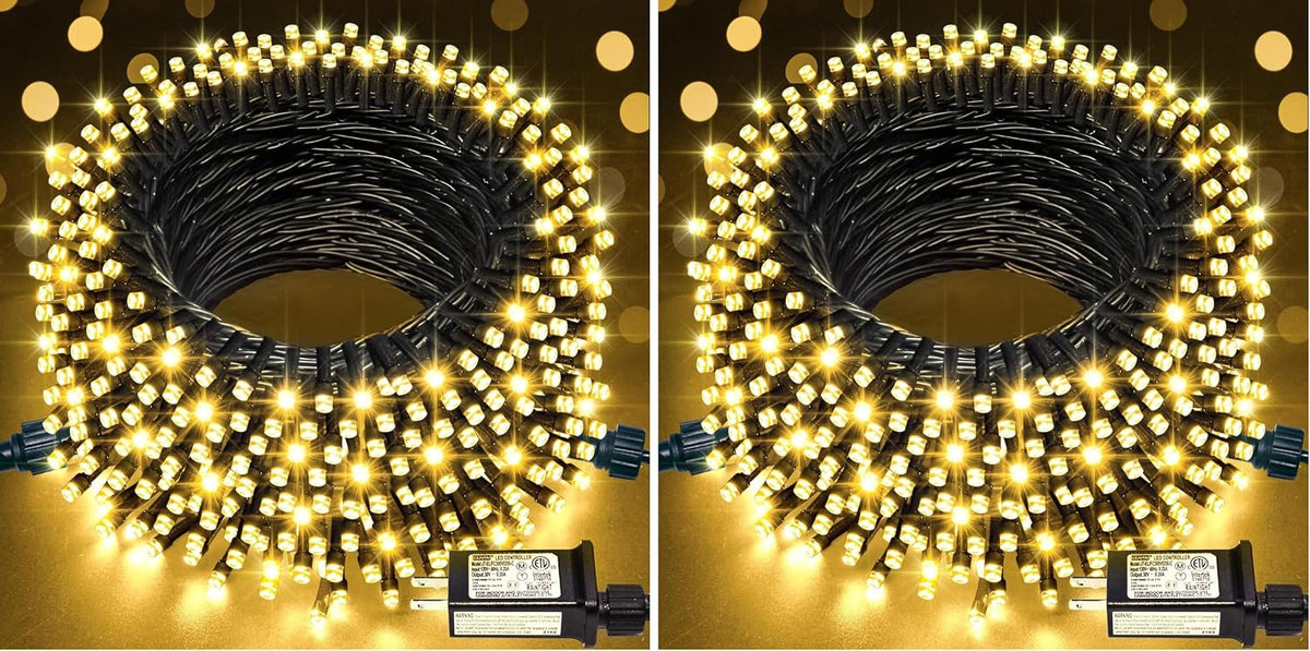 JMEXSUSS 66ft 200LED Christmas Lights Outdoor, Christmas Tree Lights Indoor (Pack of 2)