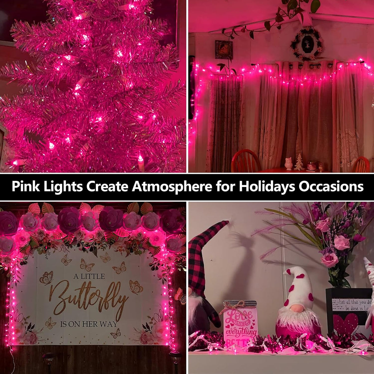 Brillarlights 100 Count Mini Pink String Lights, 21ft Incandescent Christmas Tree Lights, UL Certified Indoor Outdoor Pink Fairy Lights for Room, Valentine's Day, Porch, Weddings,Christmas Decor
