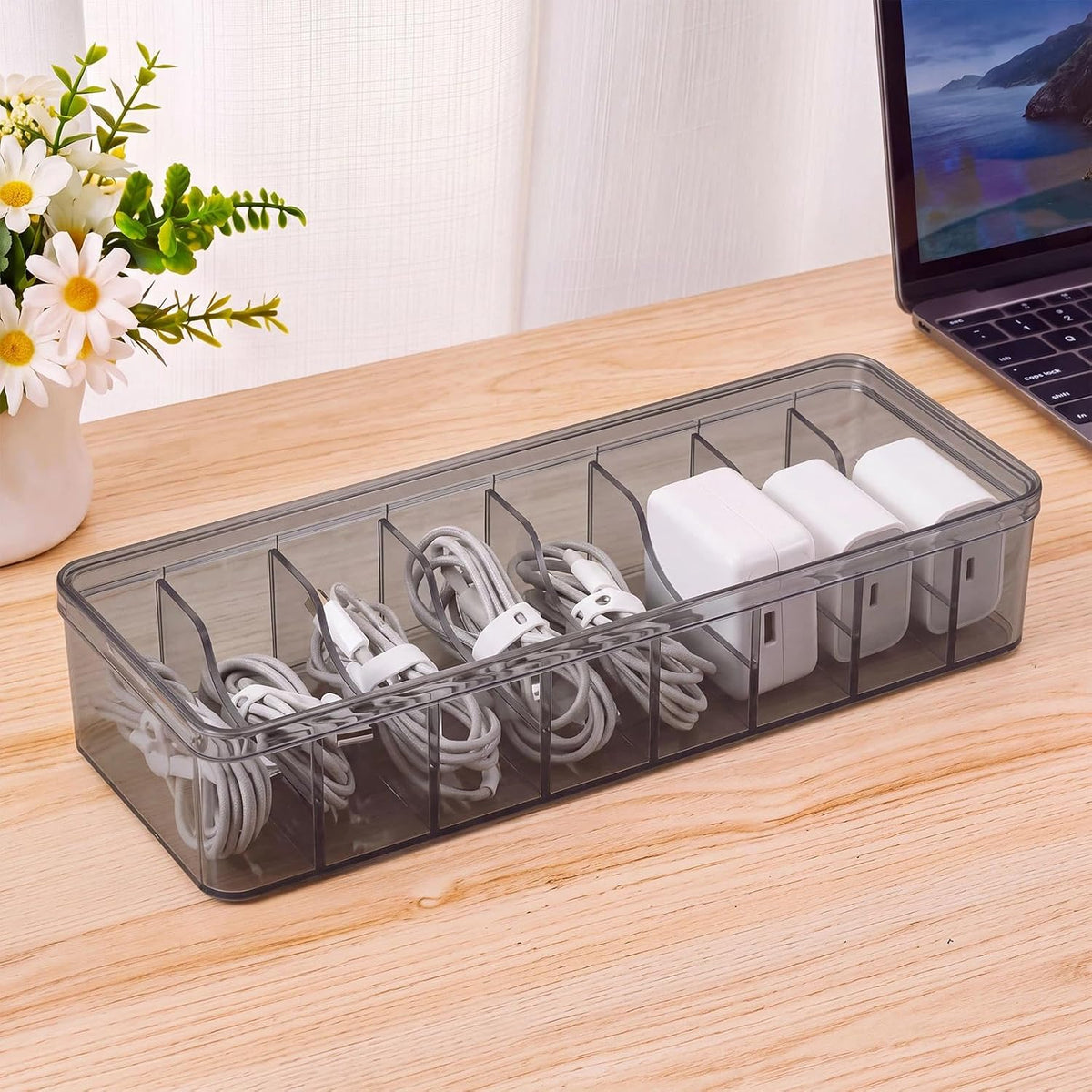 Tatuo Cord Organizer for Drawer Desktop, Gray, 1 Pack