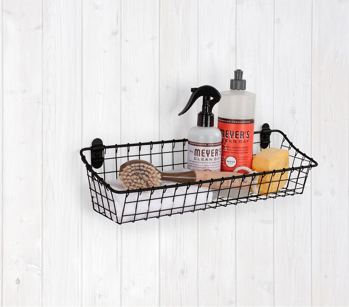 Spectrum Medium Wire Wall Basket Matte Black Rustic Wall Bin, Vintage Wire Basket_Wall Mount Hanging Caddy for Kitchen Organization, Wall_Mount Storage for Pantry Bathroom Kitchen, Medium (Pack of 4)