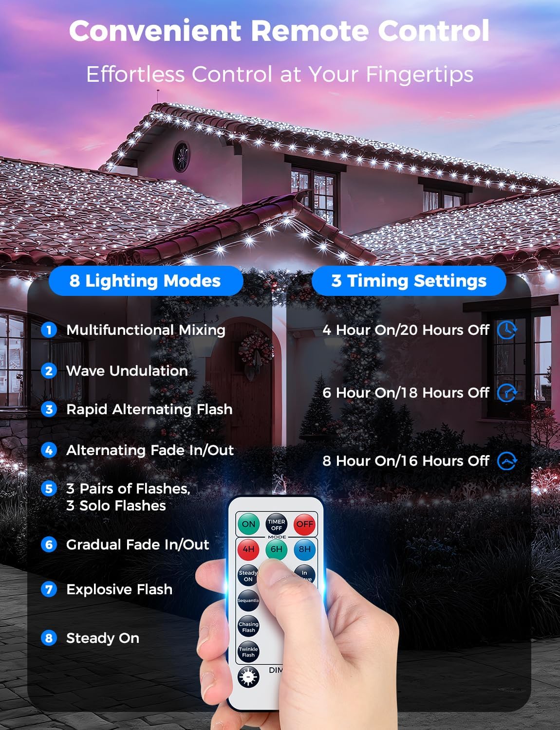 Brightever 900 LED 295FT Outdoor Christmas Lights with Remote