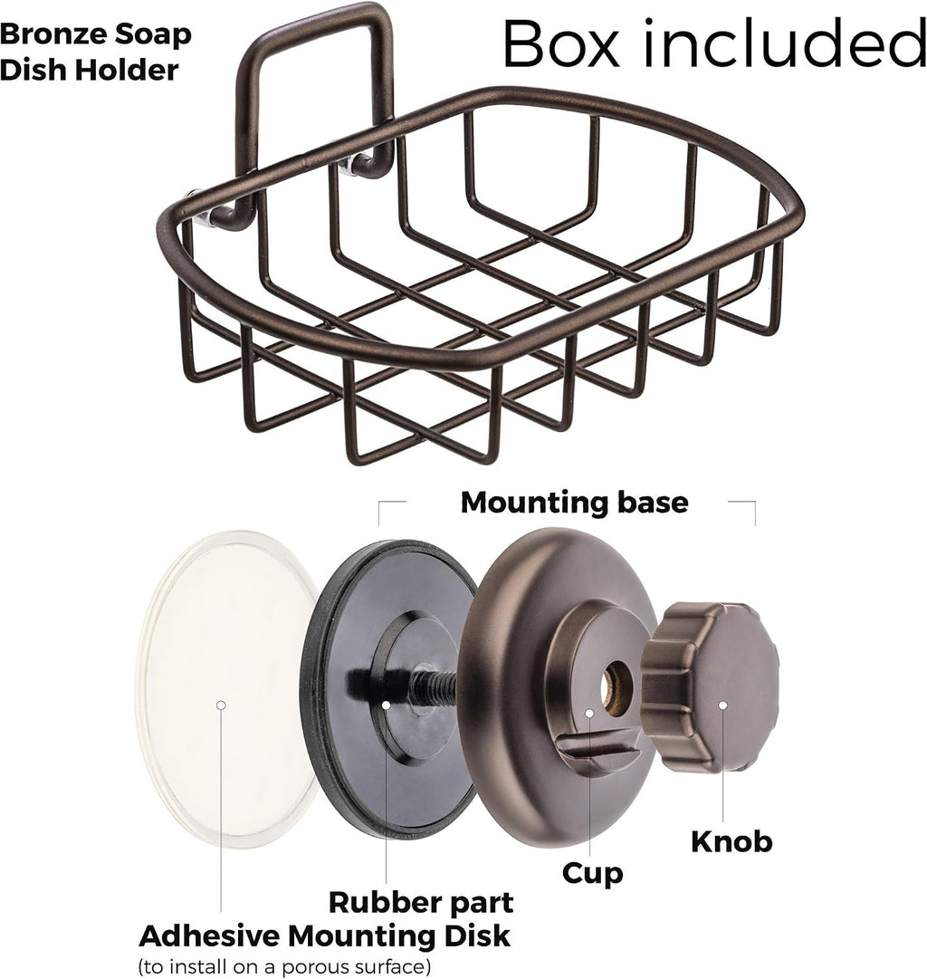 HASKO Suction Cup Soap Dish for Shower Wall, Rustproof Stainless Steel Shower Soap Holder Suction, Bathtub Bathroom Bar Soap Holder, Bronze