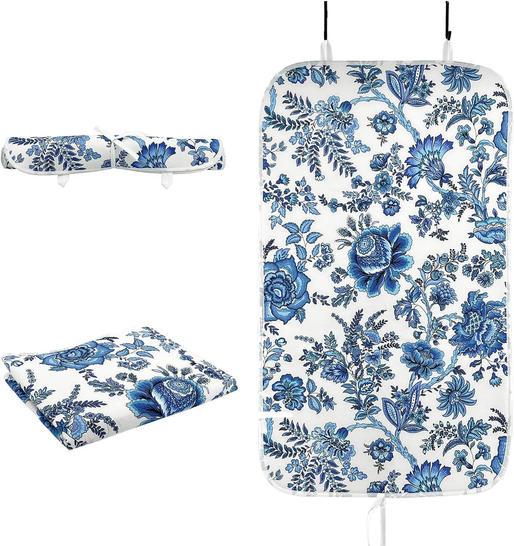 Portable Ironing Mat - 3mm Heat Resistant Padding with 2 Hooks + 1 Insulating Pad for Table or Bed Steam Pressing | Quilting & Travel Blanket Ironing Board Alternative