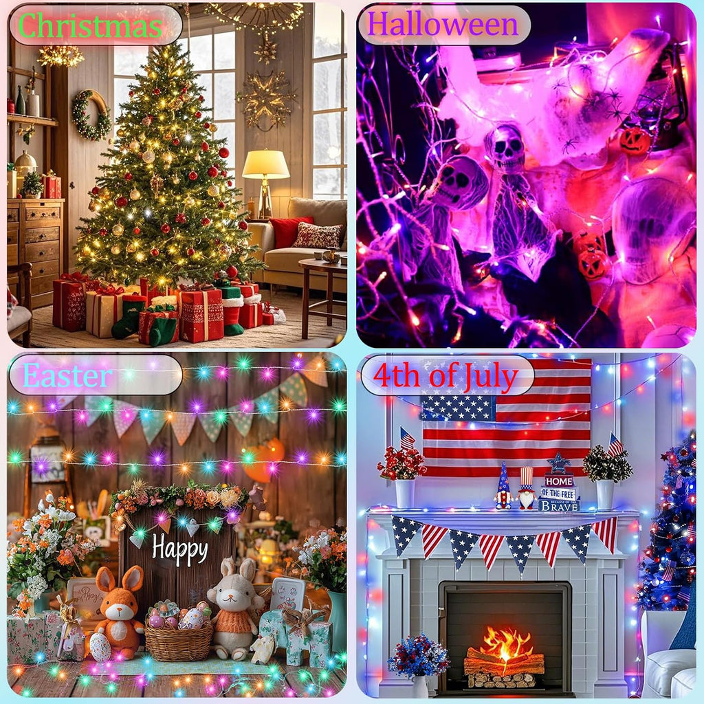 Pooqla 500 LED Color Changing Christmas String Lights with Remote, 164 ft