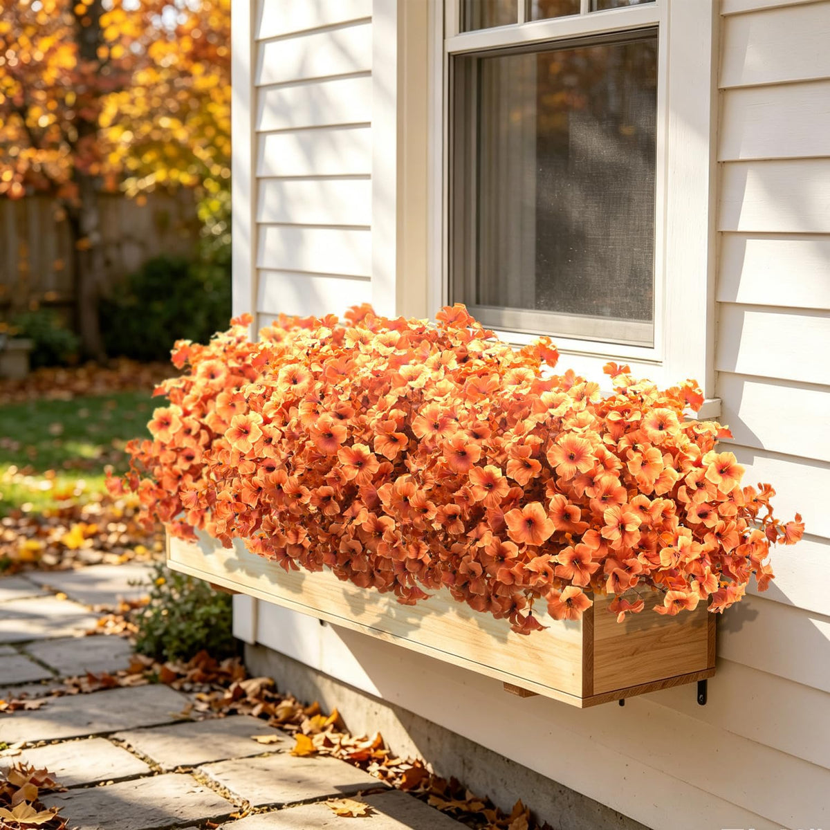 16 Bundle Artificial Fall Petunias Flowers for Outdoor Planters (Peach)