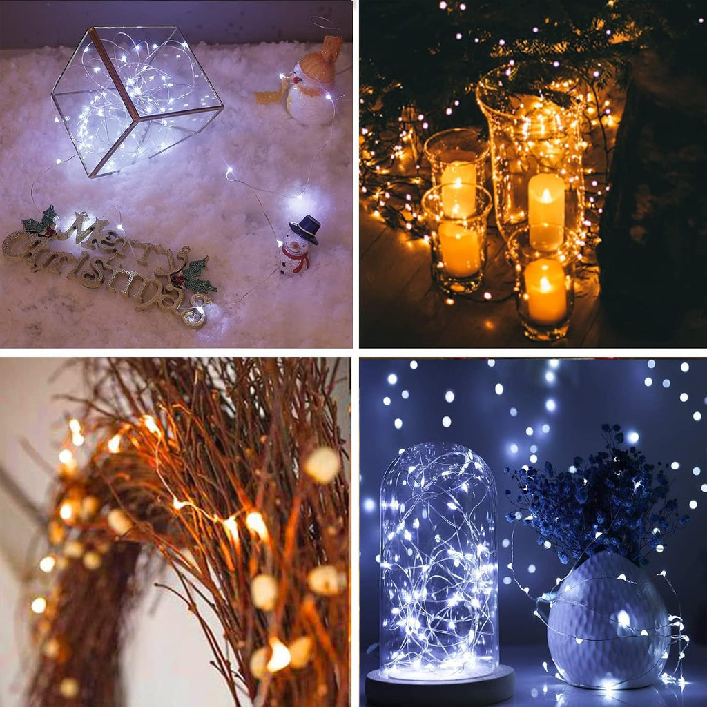 Yiaht 12 Pack Fairy Lights Battery Operated String Lights 7 Feet 20 Led Waterproof Christmas Lights Silver Wire Firefly Starry Moon Lights for Bedroom DIY Party WW+WT