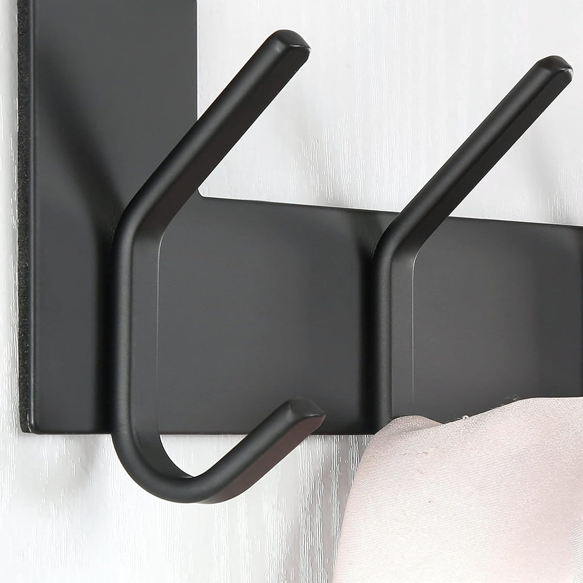 SKOLOO Over The Door Hook - for Doors up to 1-3/4'' Thickness, Black, No Assembly Required, Stainless Steel, Door Coat Rack for Entryway & Bathroom Hanging Coats, Backpack, Robes, Towels, Pack of 2