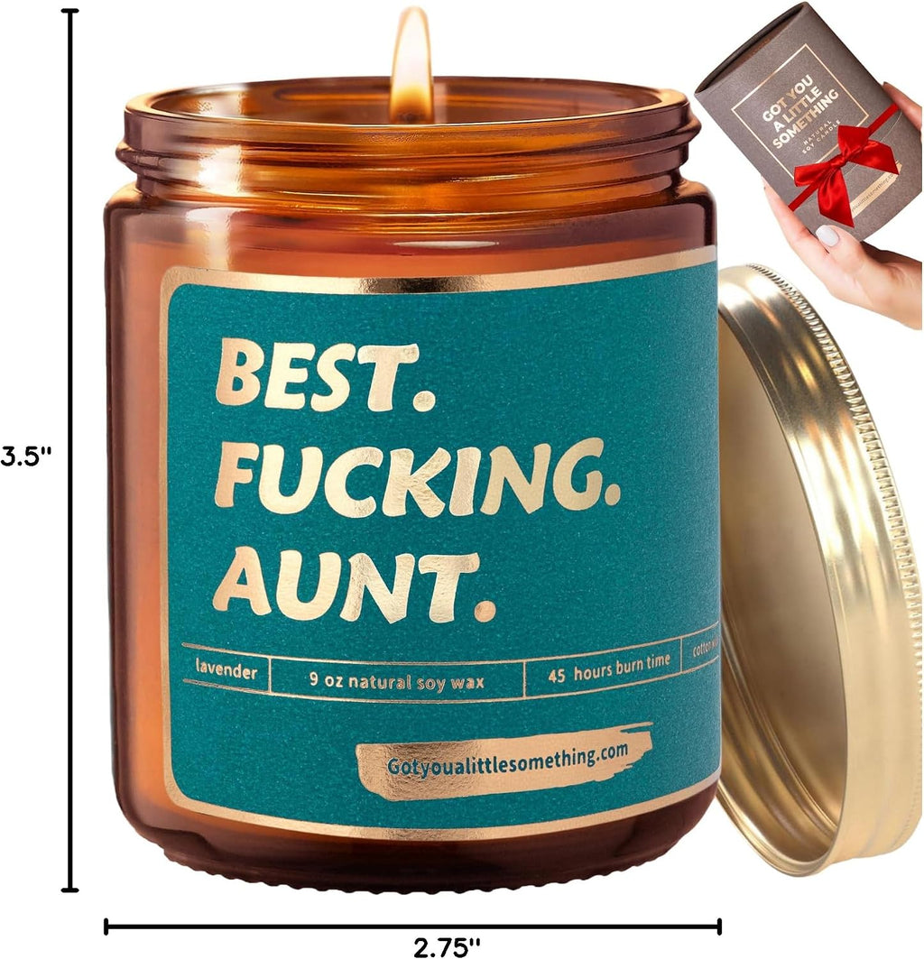 Gift for Aunt for Birthday, Mothers Day | Funny Lavender Vanilla Soy Candle | Aunts Mothers Day Present Idea from Niece, Nephew, Sister | BAE Best Auntie Ever Gifts for Women | Cool Aunt Club Candle
