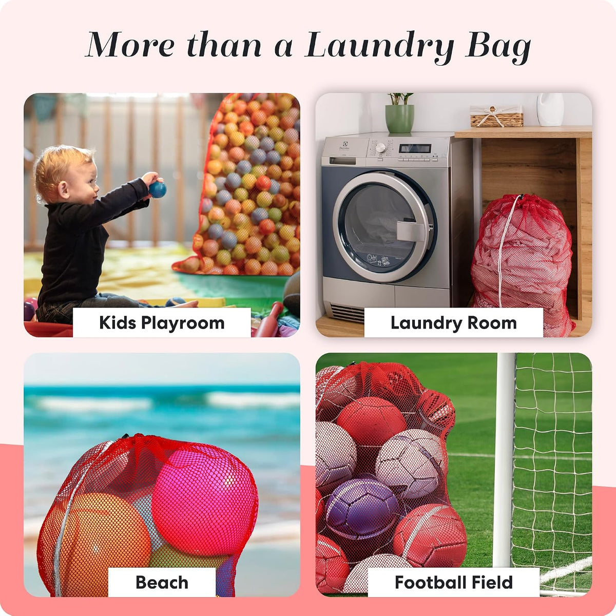 Handy Laundry Mesh XL Laundry Bag 24"x36" 2-Pack, Heavy Duty, Red