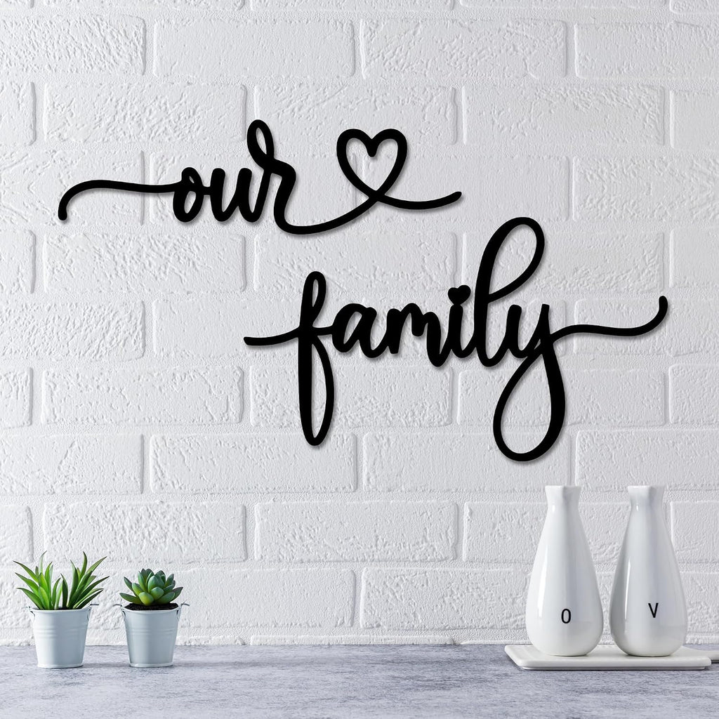 Rajukit Our Family Metal Wall Decor Sign for Home