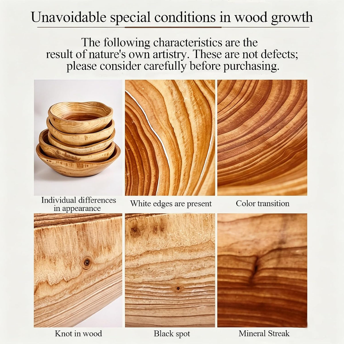 8-10 Inch Small Wooden Fruit Decorative Bowl for Kitchen Counter