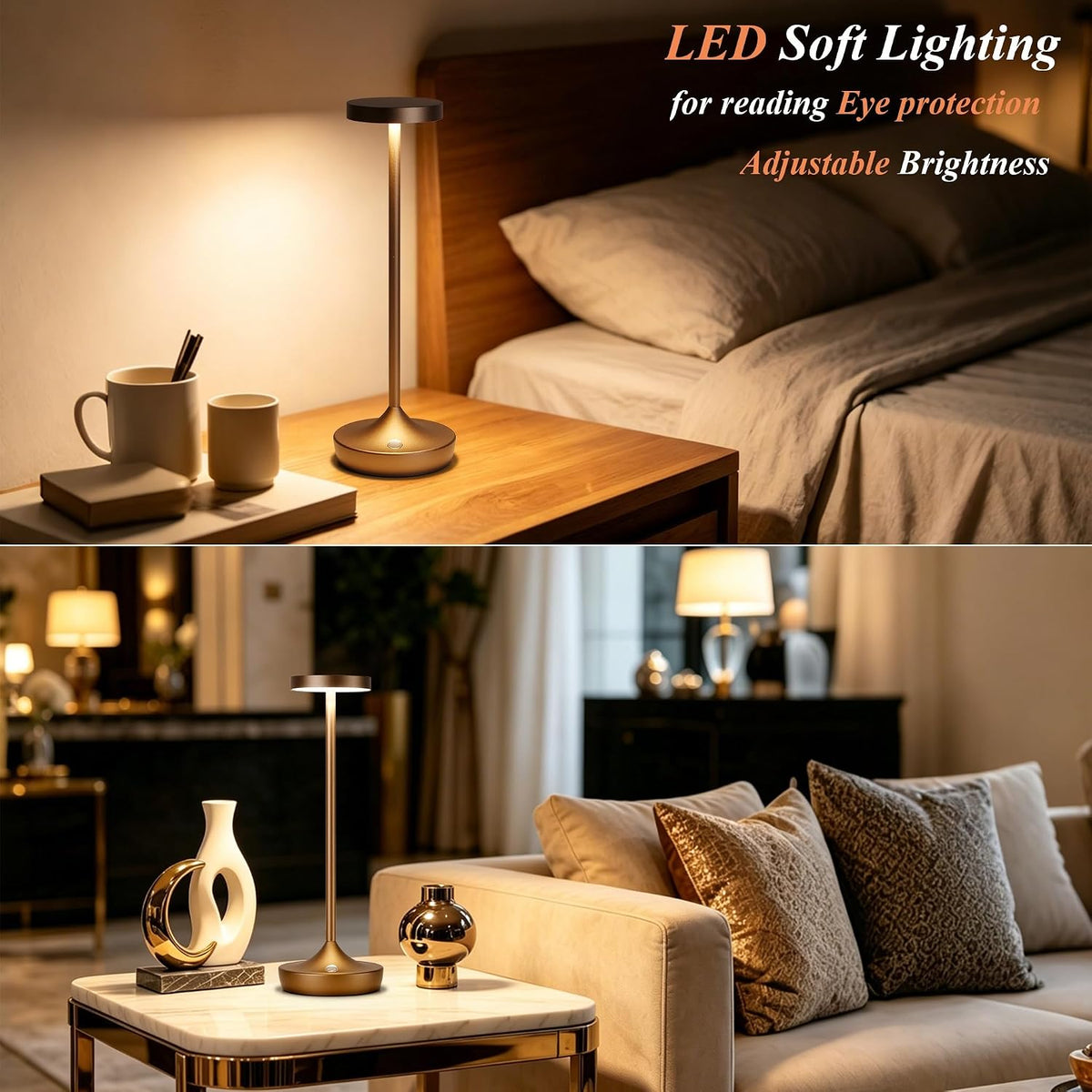 YHT Rechargeable Cordless Table Lamps 6000mAh LED Battery Table Light
