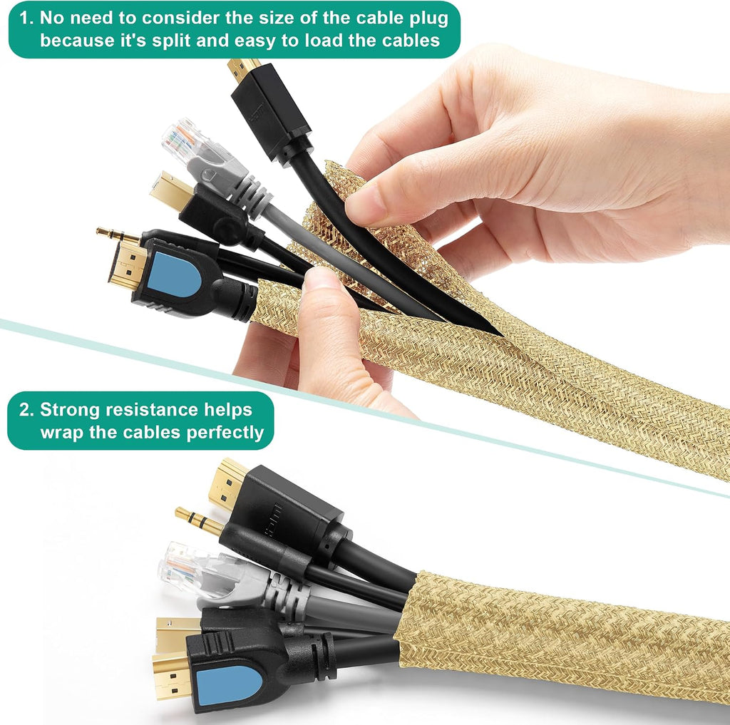 Gold Cable Sleeve, 6.6ft, 4/5 inch