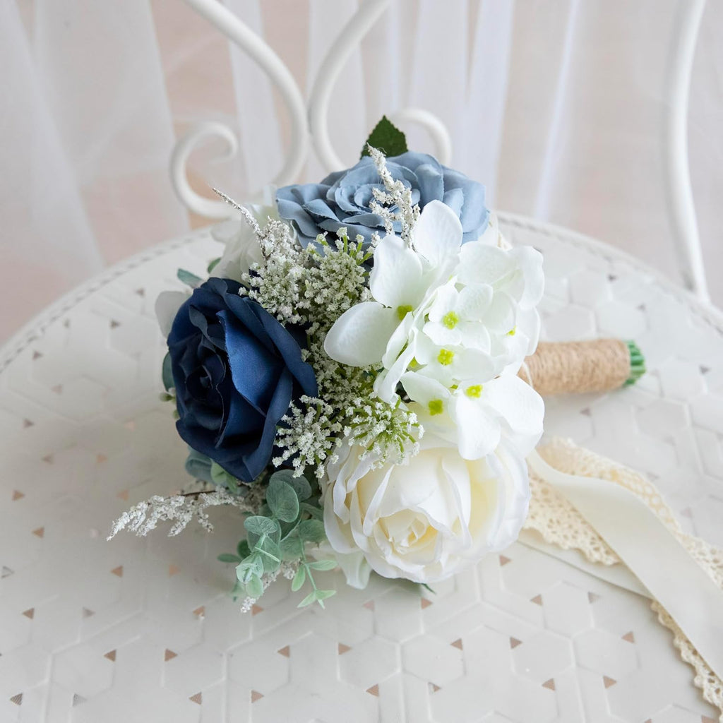 Dusty Blue Wedding Bouquets for Bride, Bridesmaid Flower Bouquet
