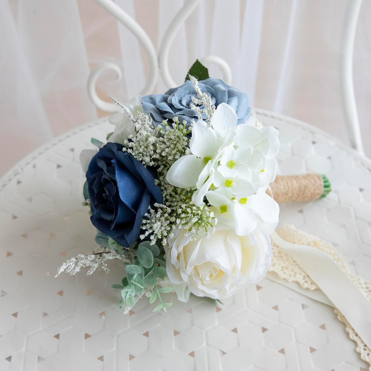 Dusty Blue Wedding Bouquets for Bride, Bridesmaid Flower Bouquet
