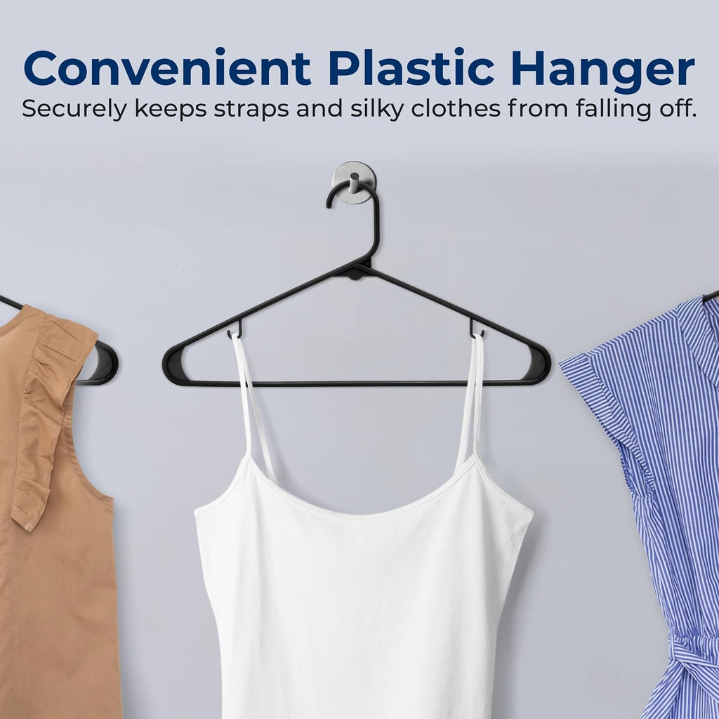 SereneLife 50 Pack Plastic Clothes Hangers | Organize Shirts, Dresses & Coats in Your Closet | Lightweight Non-Slip Recycled ABS, Heavy Duty, Ultra-Thin 0.24-Inch Profile, 5.5 Lbs Capacity | Black
