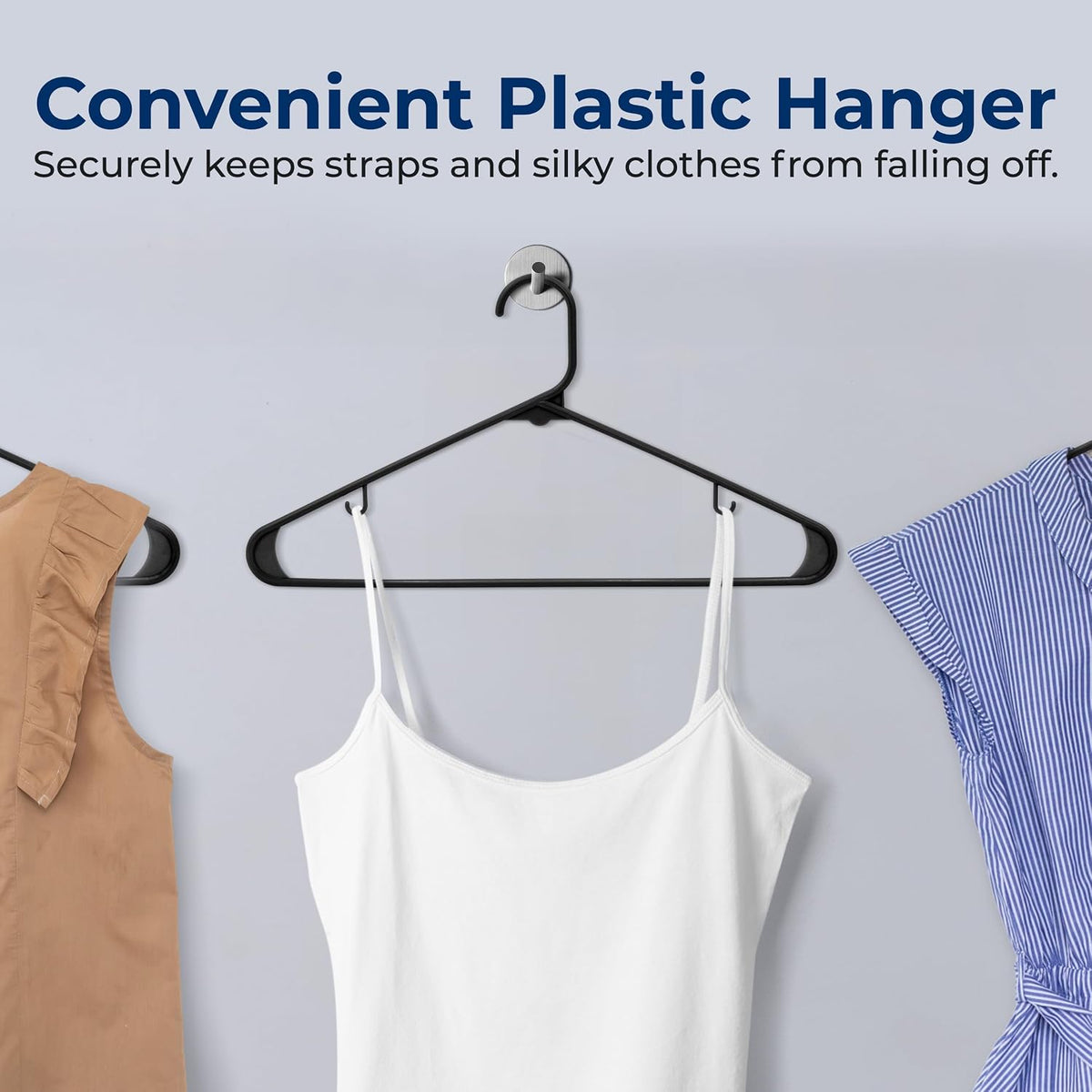 SereneLife 50 Pack Plastic Clothes Hangers | Organize Shirts, Dresses & Coats in Your Closet | Lightweight Non-Slip Recycled ABS, Heavy Duty, Ultra-Thin 0.24-Inch Profile, 5.5 Lbs Capacity | Black