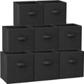Criusia Large Storage Cubes - 13 Inch Heavy Duty Fabric Storage Bins for Shelves Closet, Cube Organizer - 8 Pack Collapsible Cube Storage Bins Baskets for Organizing Clothes Blankets Toys (Black)