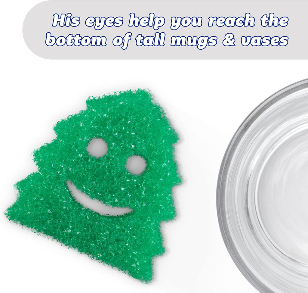 Scrub Daddy Sponge Set - Holiday Shapes - Non Scratch Scrubbers for Dishes and Home, Odor Resistant, Temperature Controlled, Soft in Warm Water, Firm in Cold, Deep Cleaning, (3 Count (Pack of 1))