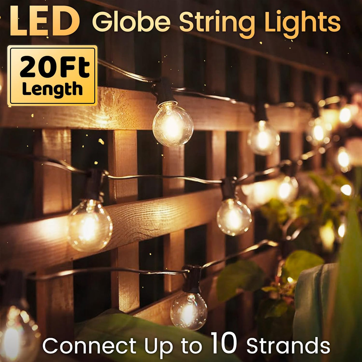 Outdoor String Lights 20FT LED Waterproof Patio Globe Lights