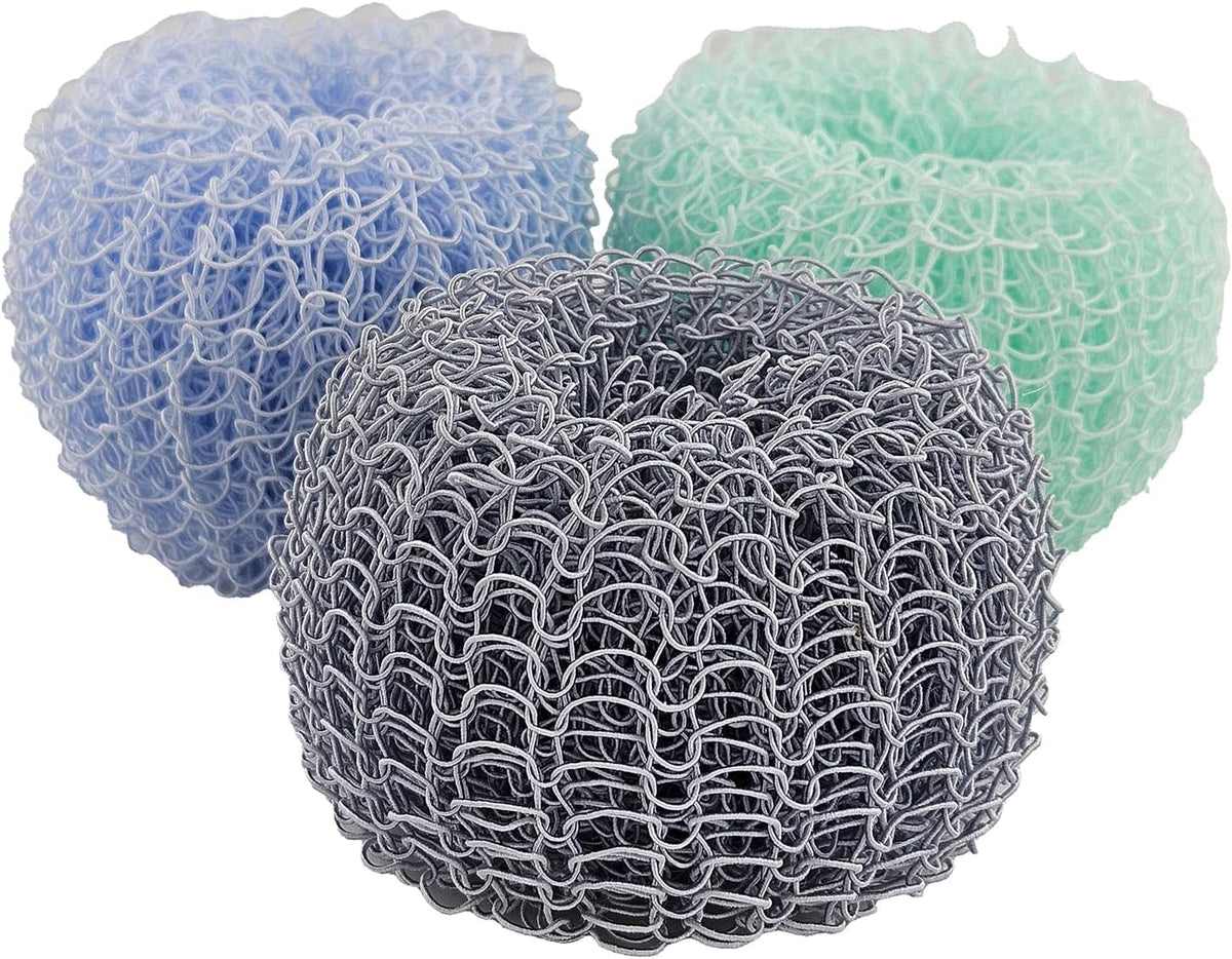 Fox Run Mesh Dish Scrubber Set, 3 Multicolor Polyester Kitchen Cleaners