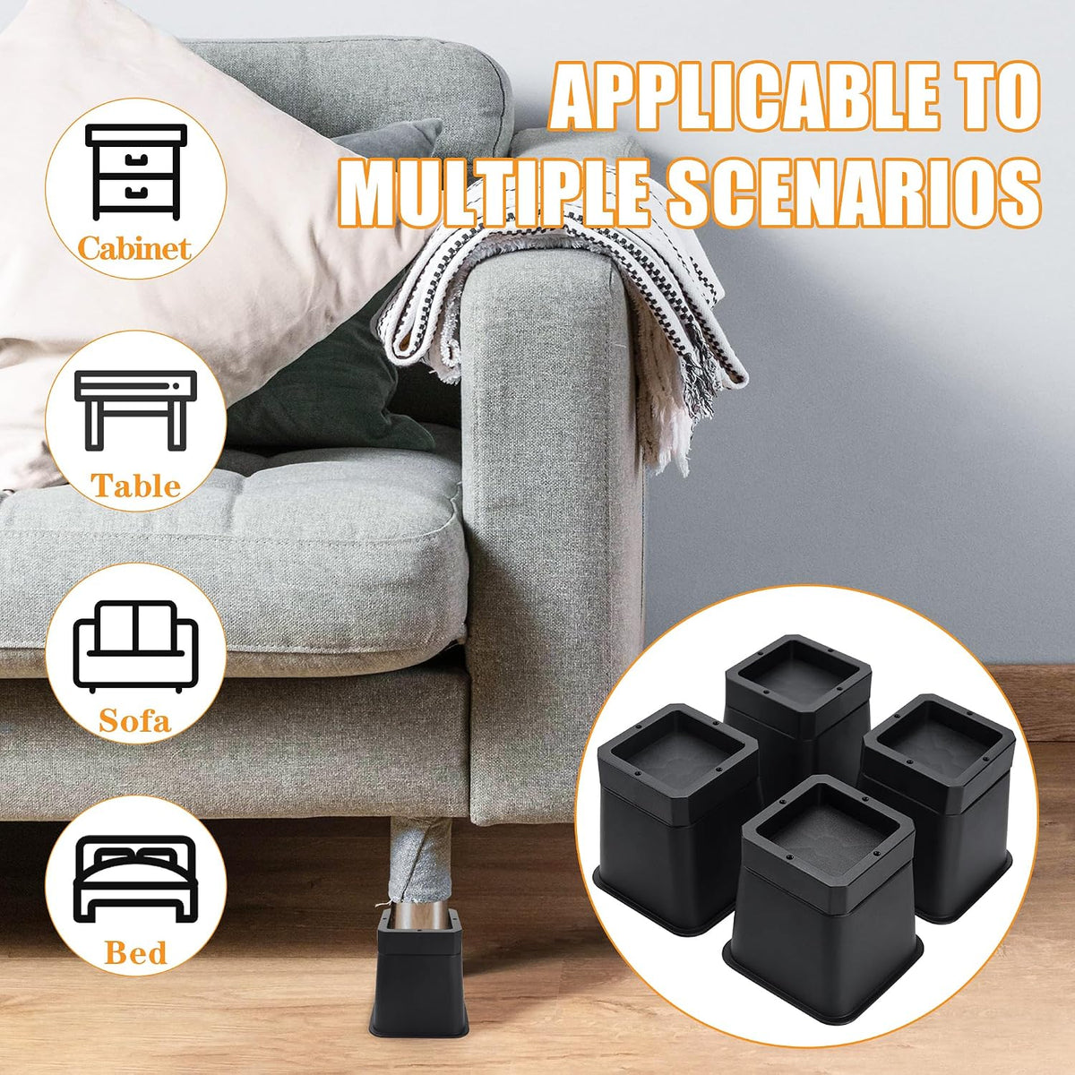 BTSD-home Bed Risers 3 or 4 Inch
