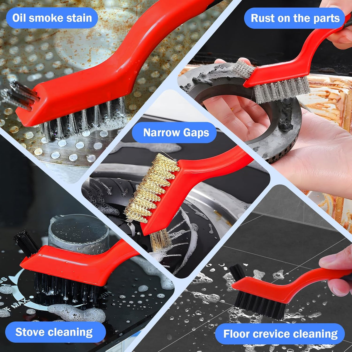 Wire Brush Set, 3 Pcs Stainless Steel/Brass/Nylon Wire Brushes