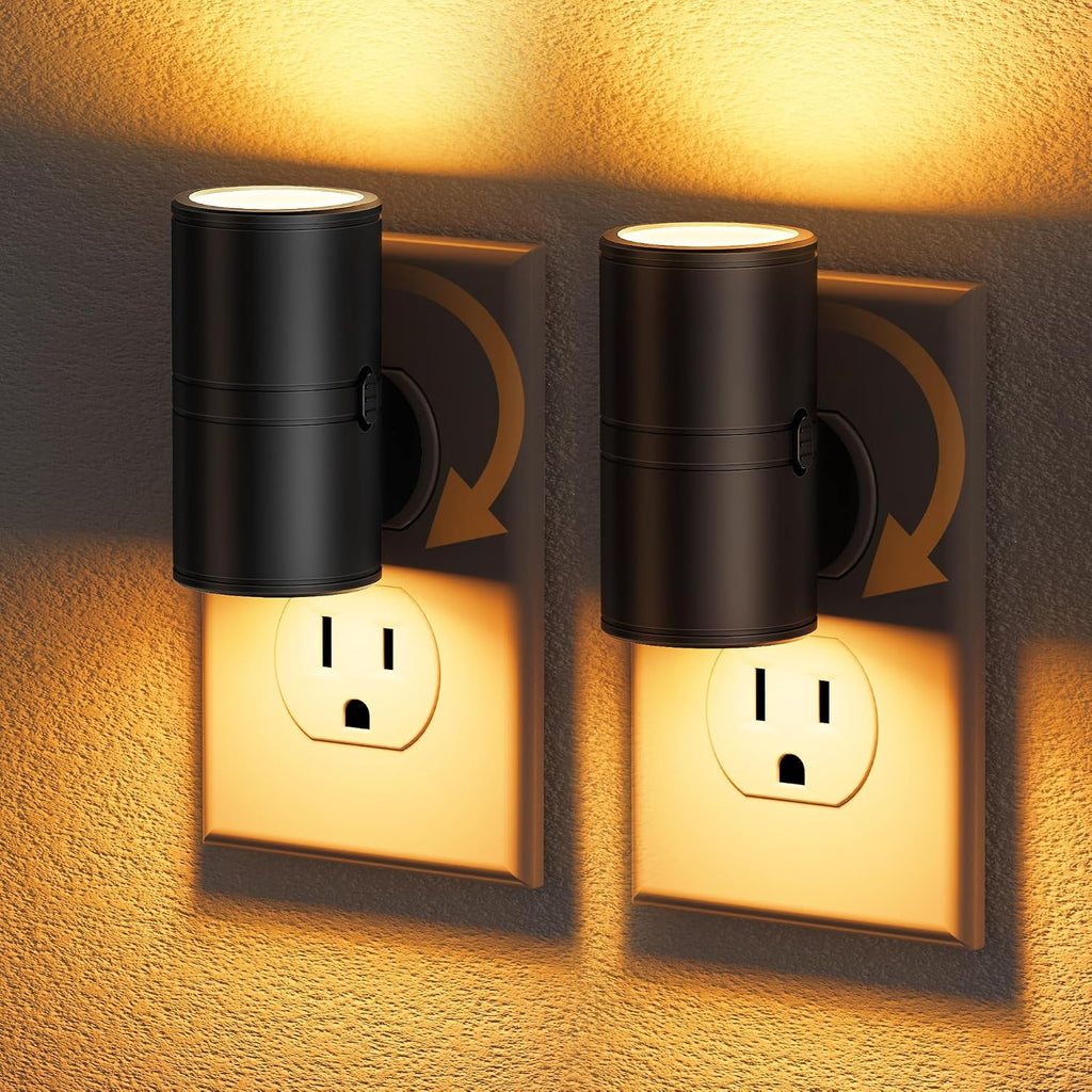JandCase LED Night Light Plug in,Rotating Night Lights Plug into Wall Amber